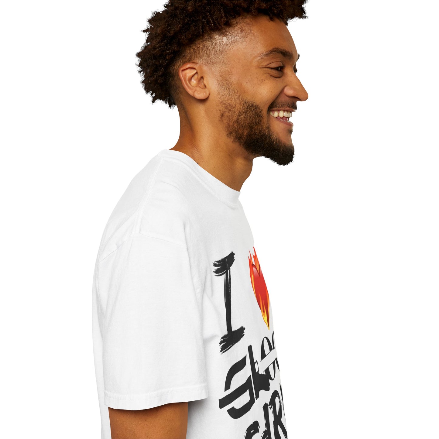 I Love Glock Girls Unisex Garment-Dyed T-Shirt | Casual Streetwear, Gifts for Gun Enthusiasts, Trendy Fashion Tee, Fire Emoji Design