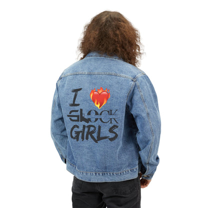 I Love GLOCK Girls Denim Jacket - Casual Streetwear for Trendsetters