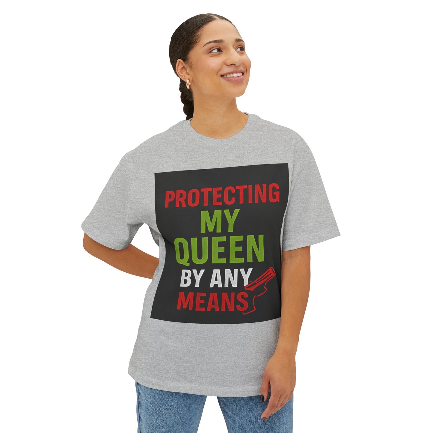 Protecting My Queen Oversized Tee - Unisex Boxy Shirt for Warriors
