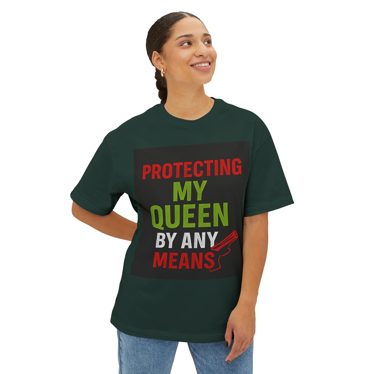 Protecting My Queen Oversized Tee - Unisex Boxy Shirt for Warriors